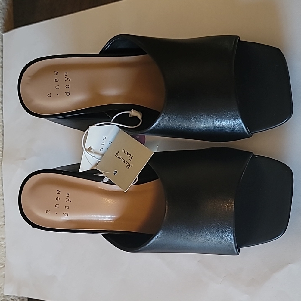 Women's Vira Mule Heels - A New Day Black 6 1/2